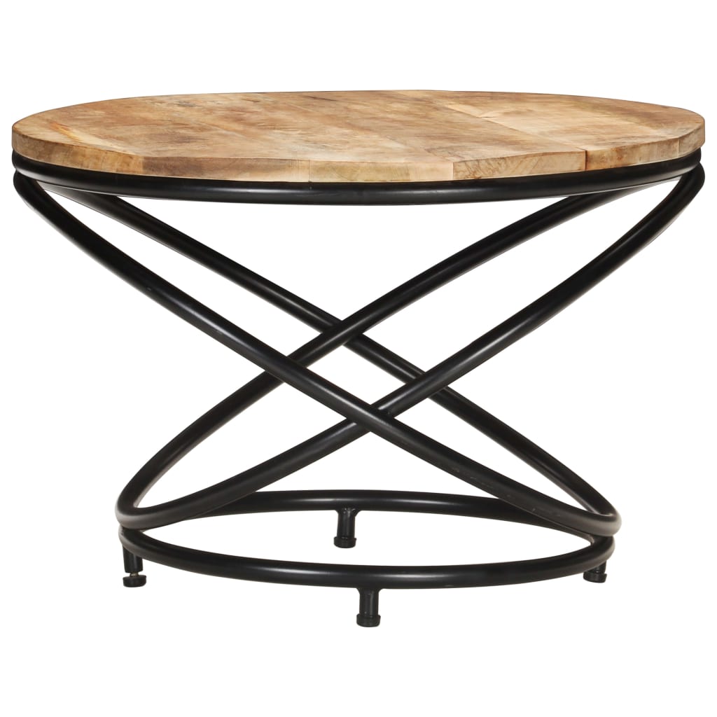 Coffee Table Black 60x60x40 Cm Rough Mango Solid Wood
