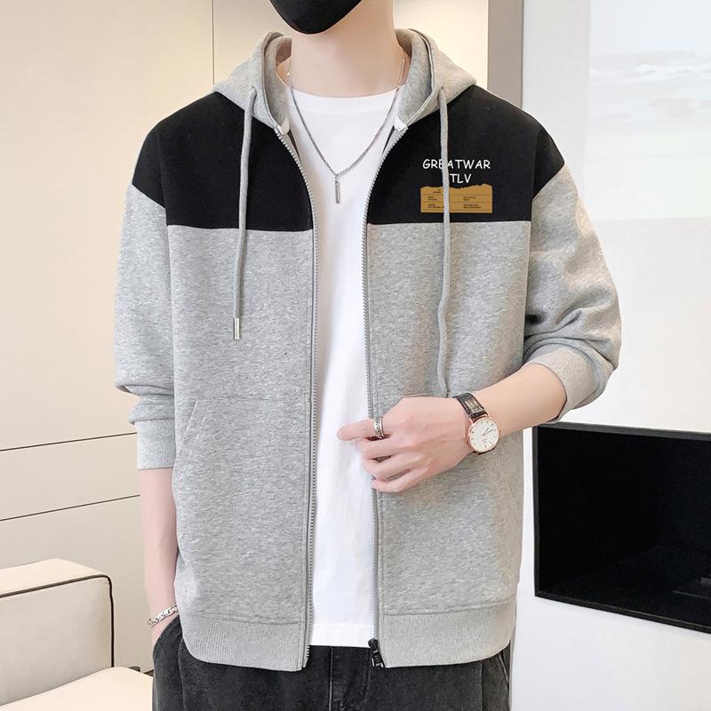 Spring and Autumn New Men's Hoodie All Young Handsome Long-sleeved T-shirt Cardigan Hoodie Base Shirt