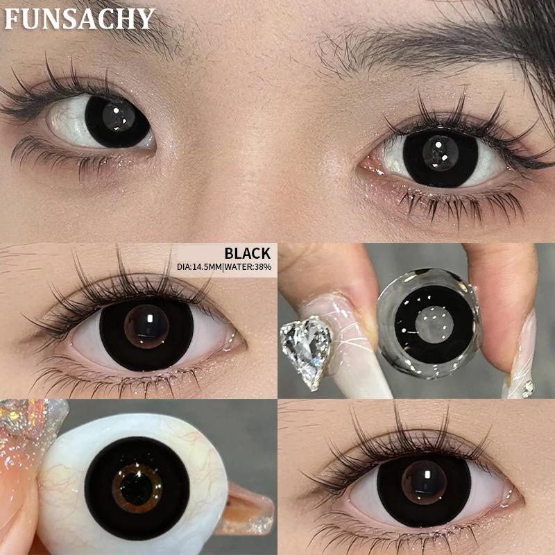 

FUNSACHY 1 пара вампирских черных контактных линз для косплея, линзы для больших глаз, красные, белые, аниме, косплей, косметика для зрачков, годовое использование