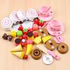 Children's Simulation Play House Cosplay Pink Afternoon Tea Cake Roll Afternoon Tea Group Chicele Wooden Toy