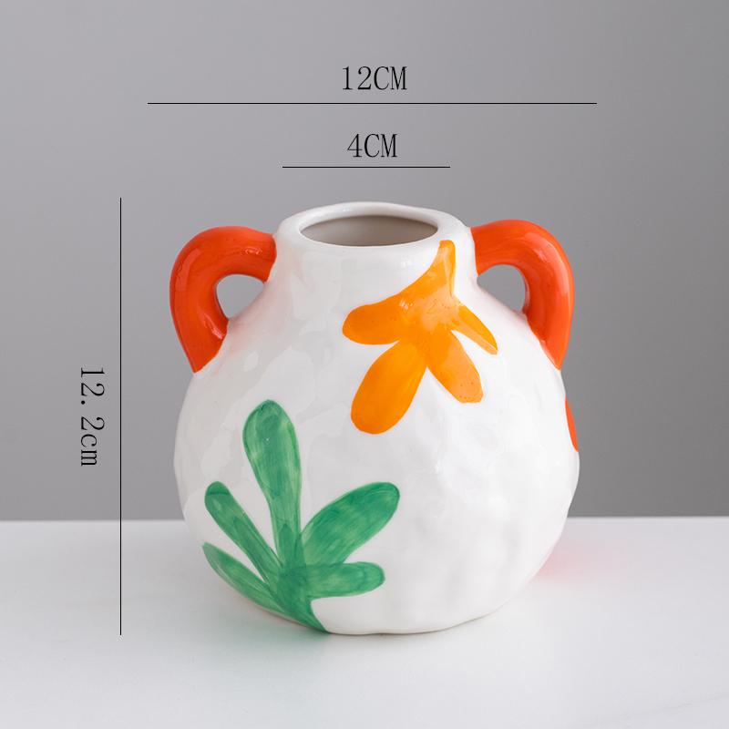 Handmade painted ceramic vase hotel exhibition niche flower ware Creative ceramic decorative vase Flower Arrangement Decoration
