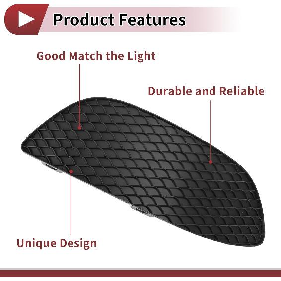 1 Pc Fog Light Grill for Mercedes-Benz C300 2015-2016 Front Right Front Lower Bumper Fog Light Cover Inserts No.2058850823 Black ABS