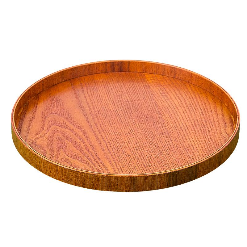 Round Wooden Pallet, Multifunctional Storage Plate, Tea Tray,Food, Bread Pan, Household Kitchen Supplies, Black, Brown, 21-37cm