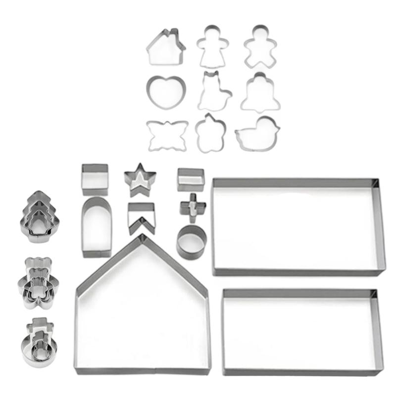 Stainless Steel Christmas Baking Accessories Gingerbreads House Biscuit Molds J0MC