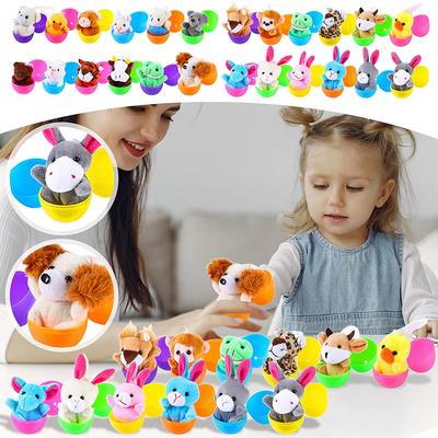12/24pcs Filled Easter Eggs Basket Stuffers With Stuffed Bunny Dolls Boys And Girls Easter Gifts Party Stuffed Dolls