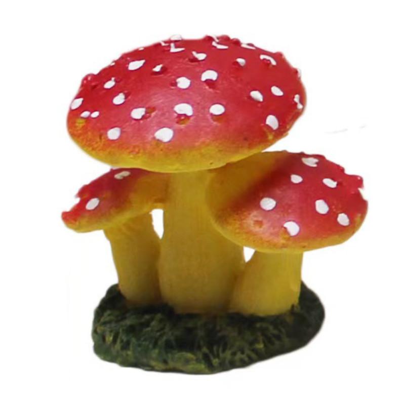 Micro Landscape Mushroom Resin Fungi Model With Faux Plants Decor Gifts Toy