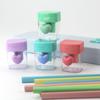 1pc/4pcs Cute Heart-shaped Macaron-colored Creative Handheld Pencil Sharpener, Portable and Convenient