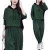 Autumn Plus Size Hooded Corduroy Fashion Set - Slimming Two-Piece for Casual Wear
