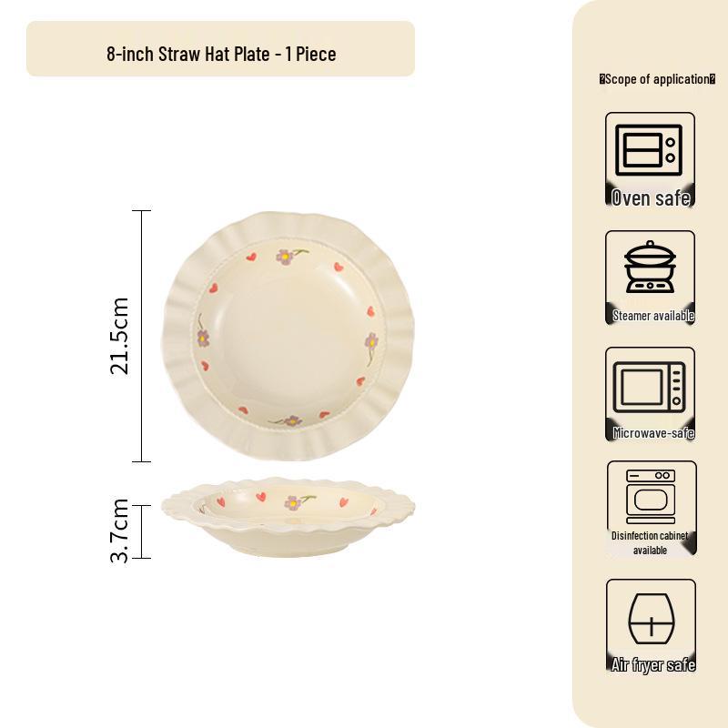 Keramická jídelní sada Cream Wisteria: Rýžová miska, Polévková miska, Kulaté a Hluboké talíře