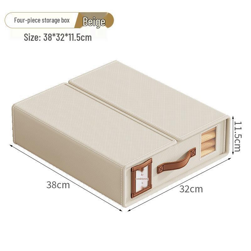 Upgraded Non-woven Four-Piece Bedding Storage Box Set with Leather Handles