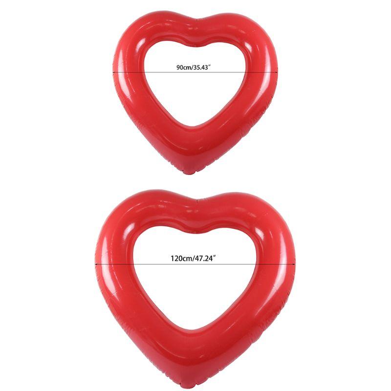 Inflatable Swim Ring Red Heart-Shape Floating Tools Swimming Pool Life Buoy  Y51D
