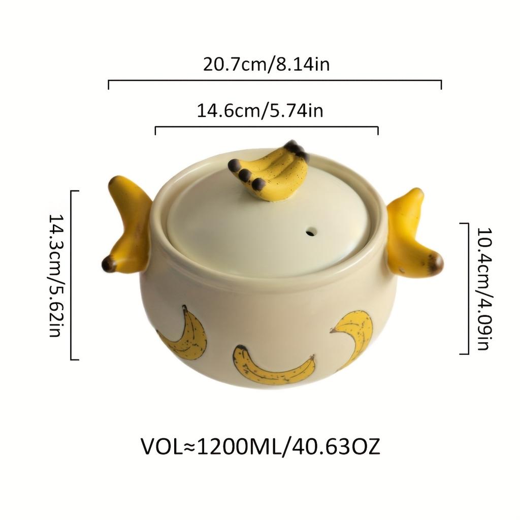 DearDali Banana Ceramic Pot,Whimsical Banana Design,Double Handle, High Temperature Oven Safe, Ideal for Cooking, Steaming, and Boiling