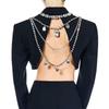 Tassels Shoulder Chain Necklace Big Square Pendant Shine Rhinestone Necklace  Wedding