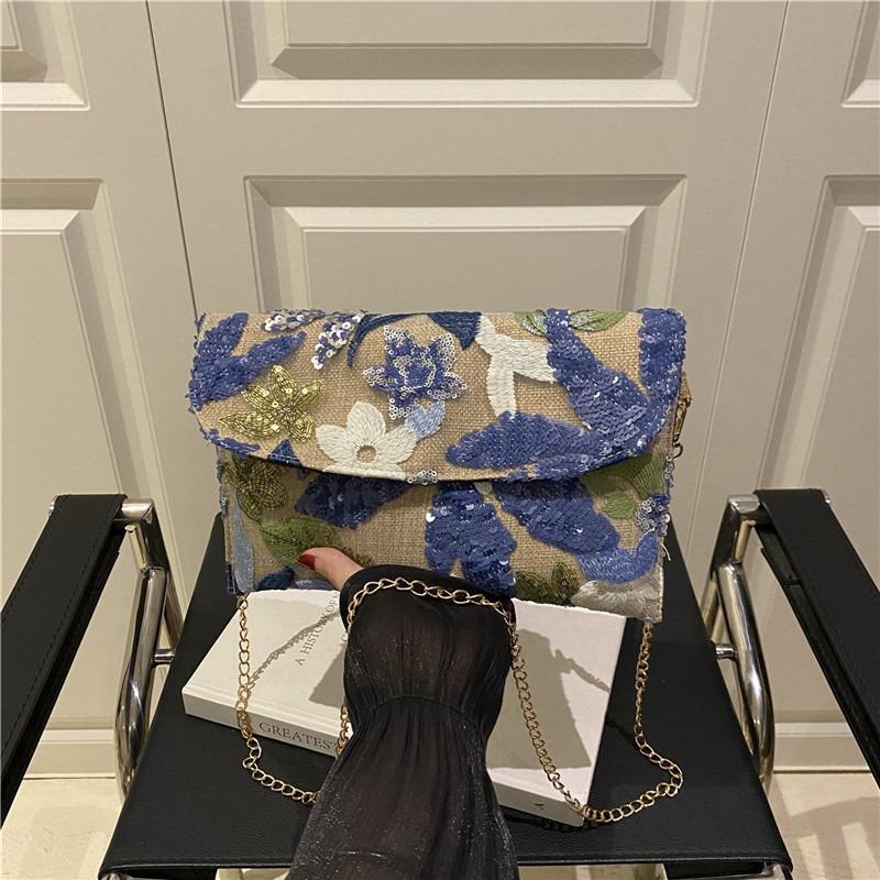 Hochwertige Mode-Ketten-Schulter-Umhängetasche Sommer Neu Vielseitig Pailletten-Umschlagtasche Damen