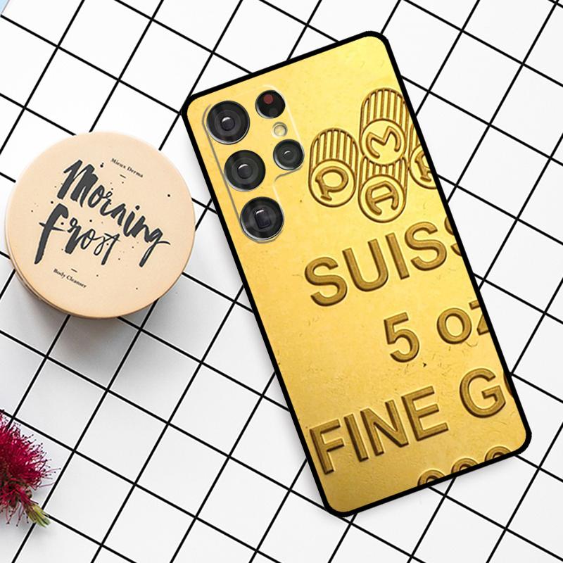 Switzerland Fine Gold Case For Samsung Galaxy S21 S22 S23 S24 S25 Ultra S9 S10 S25 Plus S25 FE S20 FE Phone Cover