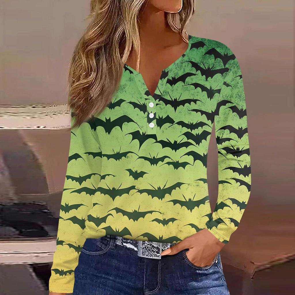 Women's T Shirt Tee Button Long Sleeve Daily Weekend Fashion Basic V- Neck Regular Top