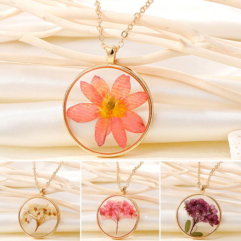 

Женское свадебное 1 шт., ожерелье с вечным цветком, подарочное круглое цветное искусственное растение, сушеный кулон