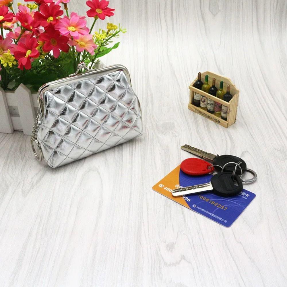 

with Key Ring Clutch Wallet Pouch Metal Button Pocket Small Wallet Creative Hasp Coin Purse Girls срібний