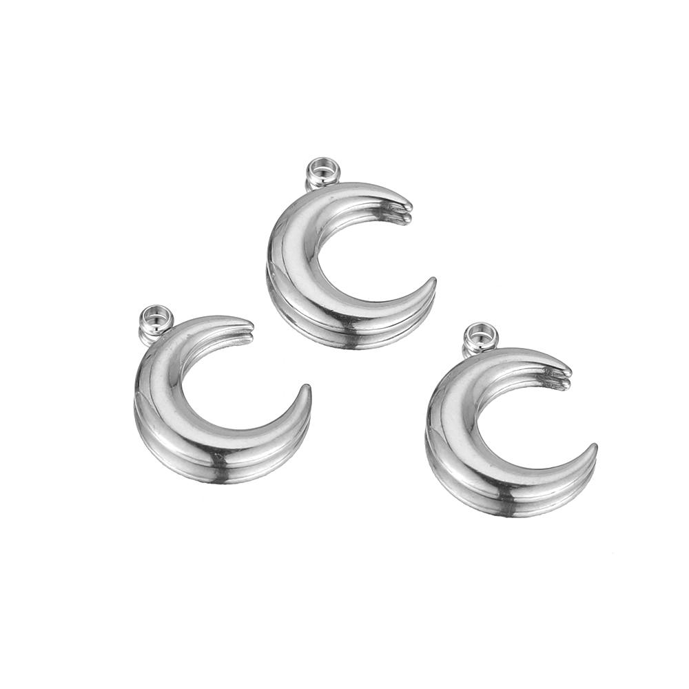 

5pcs Stainless Steel Gold Color Moon Charms DIY Jewelry Making Women Sweater Pendant Necklace Findings Accessories Supplies