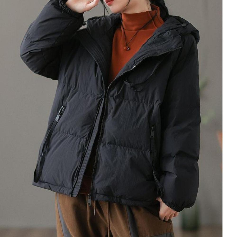 Korean Style Hooded Short Down Jacket Plus Size Women Fashion Thickened Cotton Winter Coat