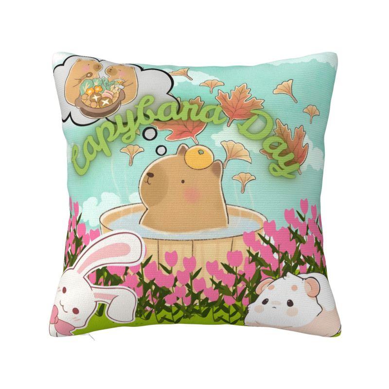 Custom Funny Colourful Capybara Printed Throw Pillow Case Sofa Modern Cushion Cover Square Pillowcase 30x30cm 12x12in
