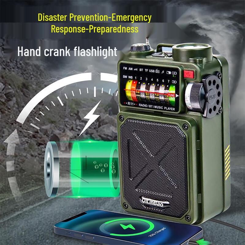 Multi-function Emergency Hand-crank Solar Radio with Flashlight & Power Bank