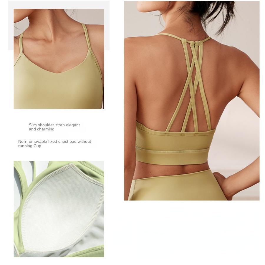 Women's Spring/Summer Yoga Sports Women's Pants with Suspended Chest Pads, Sleeveless Slim Fit, Beautiful Back, Naked Fashion Set