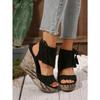 Summer New Wedge Sandals Women's 2025 Plus Size Muffin Fringe Thick-soled Fish Mouth Roman Sandals