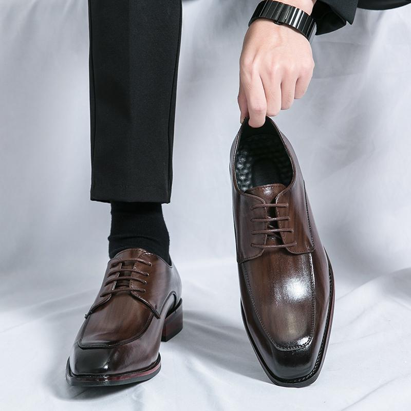 Foreign trade British style pointed handmade leather shoes business dress wedding groom shoes casual men's shoes