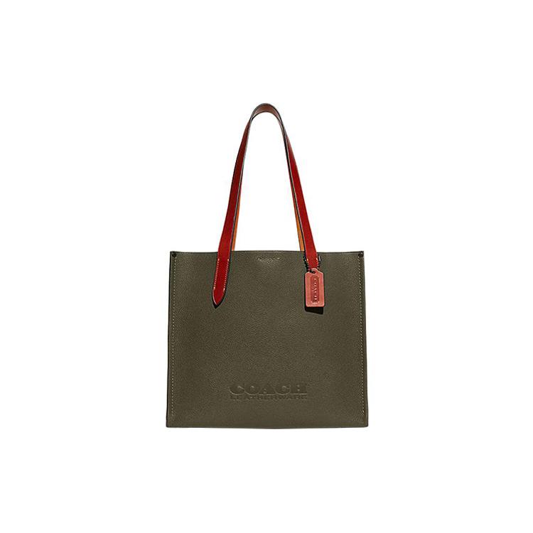 New COACH Cow Leather Tote Bag, Shopping Bag, Shoulder Bag, Handbag Tubas Men's Dark Green CH757-ARY