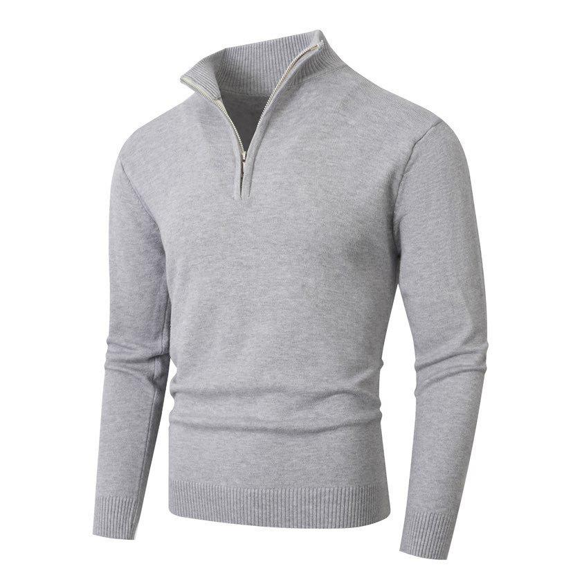 Autumn/Winter Men's Half-Zip Stand Collar Solid Color Knit Sweater Fashion Base Layer