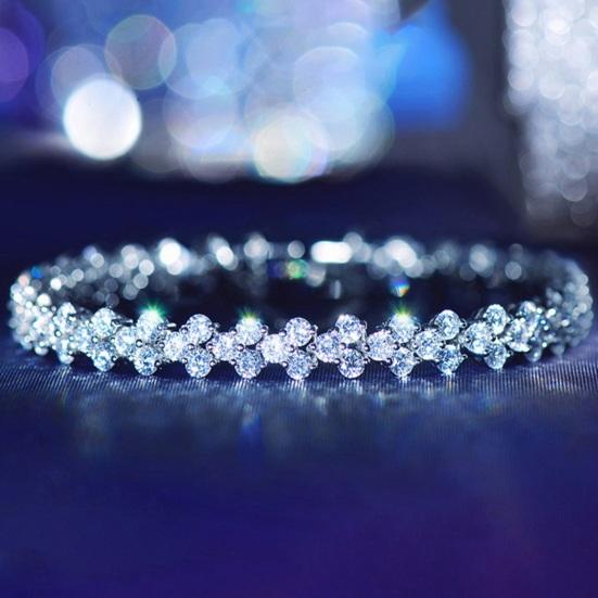 Women Bracelet Buckle Design Retro Style White Black Faux Crystal Heart Shape Cubic Zirconia Formal Occasion