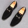 New Men's Cow Suede Leather Slip On Shoes Male Designer Metal Button Loafers Wdding Prom Homecoming Footwear Zapatos Hombre