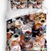 Haustier Katze Niedliche Rosa Nelkenblumen 3tlg. Bettwäscheset Für Schlafzimmer Doppelbett Heimtextil Bettbezug Steppdeckenbezug Kissenbezug