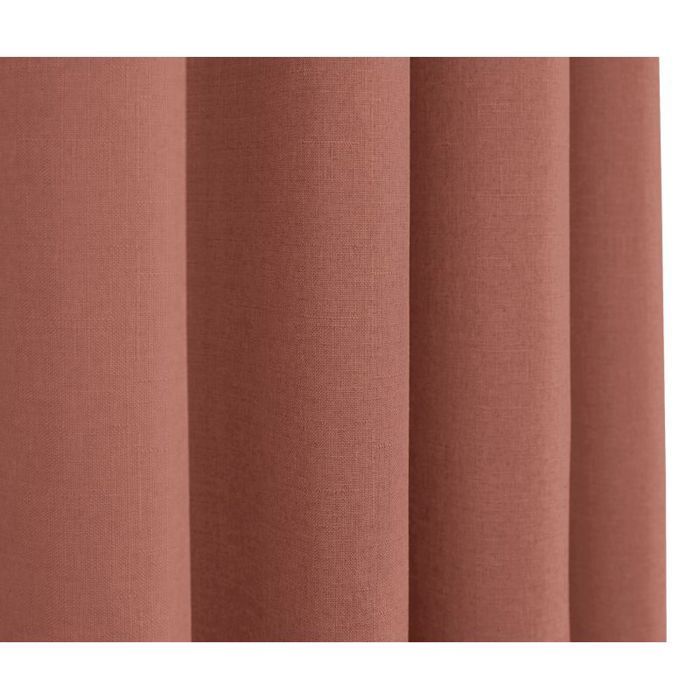 Pair of Semi-sheer Eyelet Curtains Linen Effect "Moonlight" Woody Rose