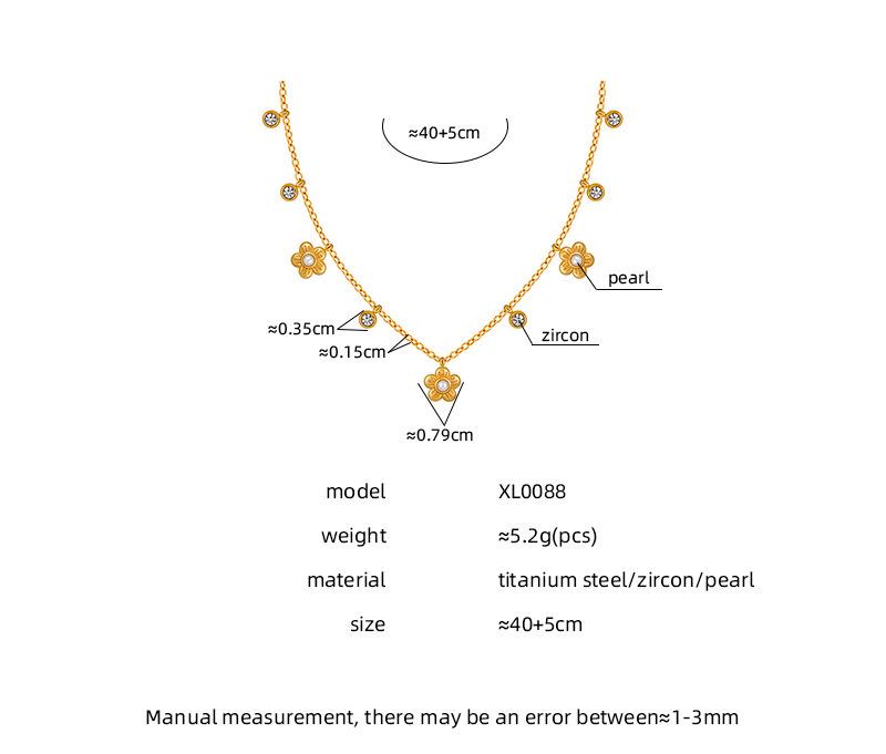 Korean Style Titanium Steel Small Flower Diamond Necklace for Women - Sweet Design Clavicle Choker