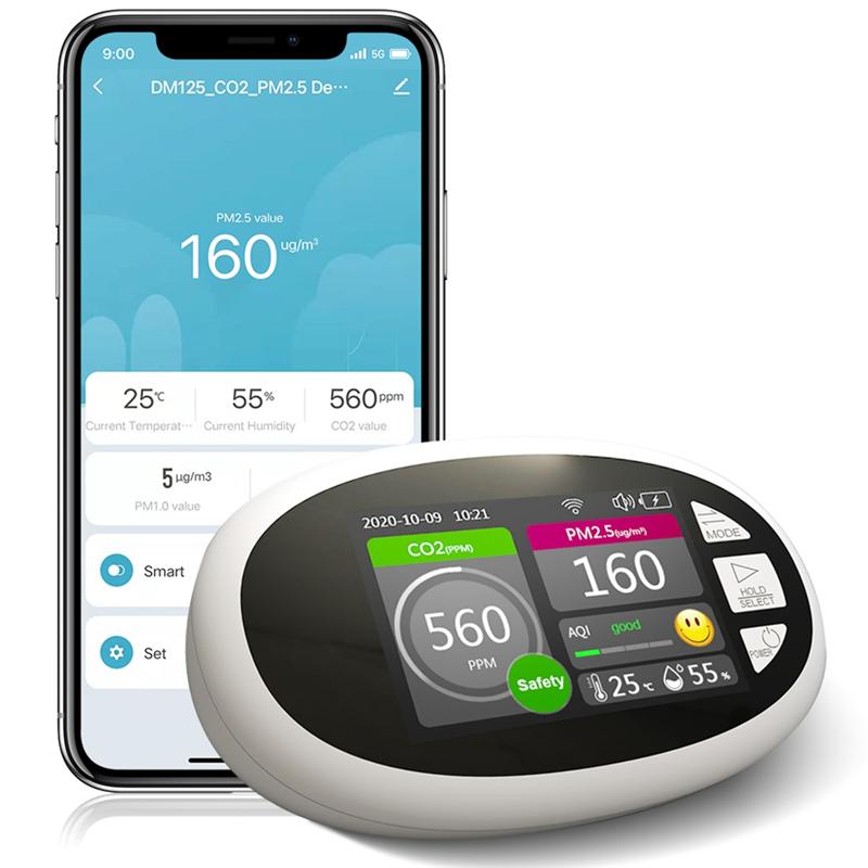 

A72U DM125C WIFI Desktop CO2 Quality Detector LCD Display Temperature Sensor Tester DM125C CO2 Quality Detector