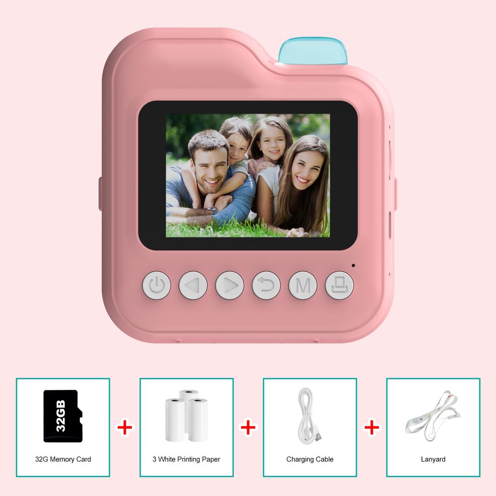 Children Camera Mini Instant Print Digital Camera 32G Memory Card Printing Paper Kids Video Educational Toys For Boys Girls