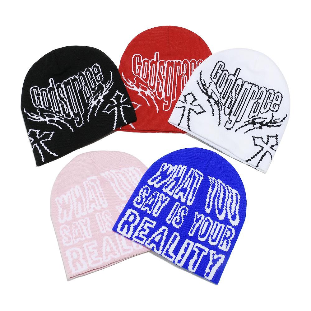 Cold Hat Men 2025 Autumn and Winter Letter Cross Wool Hat Personality Trend Cycling Ear Protector Knitted Hat Beanie