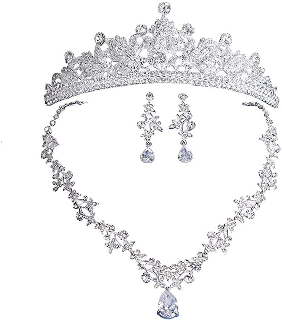 

Свадебная тиара, ожерелье и серьги, сверкающий кристалл циркония, свадебный, рождественский подарок [misaki], набор из 3 предметов, цветок, аксессуары, невеста, день рождения,