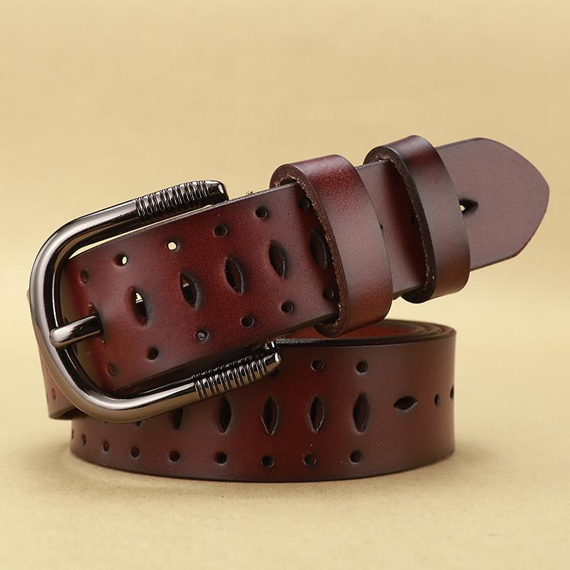 Fashionable Leather Waist Belt Hollow Pattern Metal Pin Closure Casual Outfits