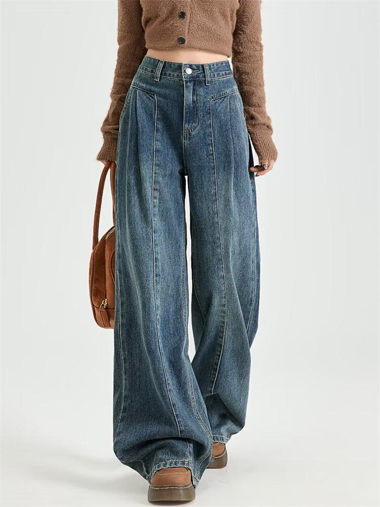 Dámské americké retro džíny s vysokým pasem a širokými nohavicemi - jarní/podzimní edice