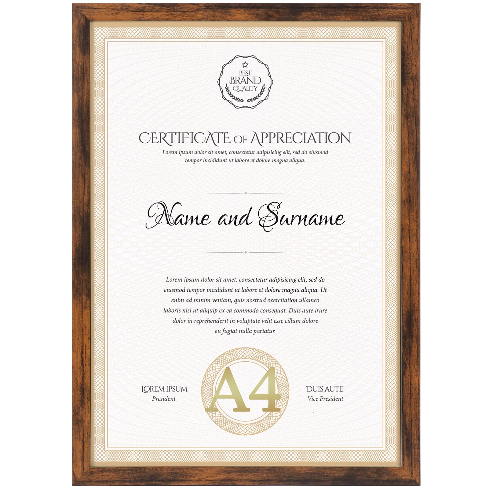 

Serwrsw Award Photo 1 Piece Frame, Lightweight, A4, Frame, Frame, Poster, 29.7x21cm, Award, Photo, Decoration, Brown,