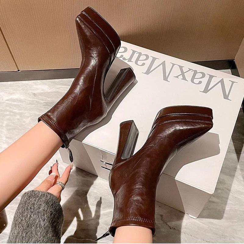 Super High Heels Women Ankle Boots Pointed Toe Fashion Shoes Dress Designer Woman Boots 2026 Winter Sexy Chelsea Botas De Mujer