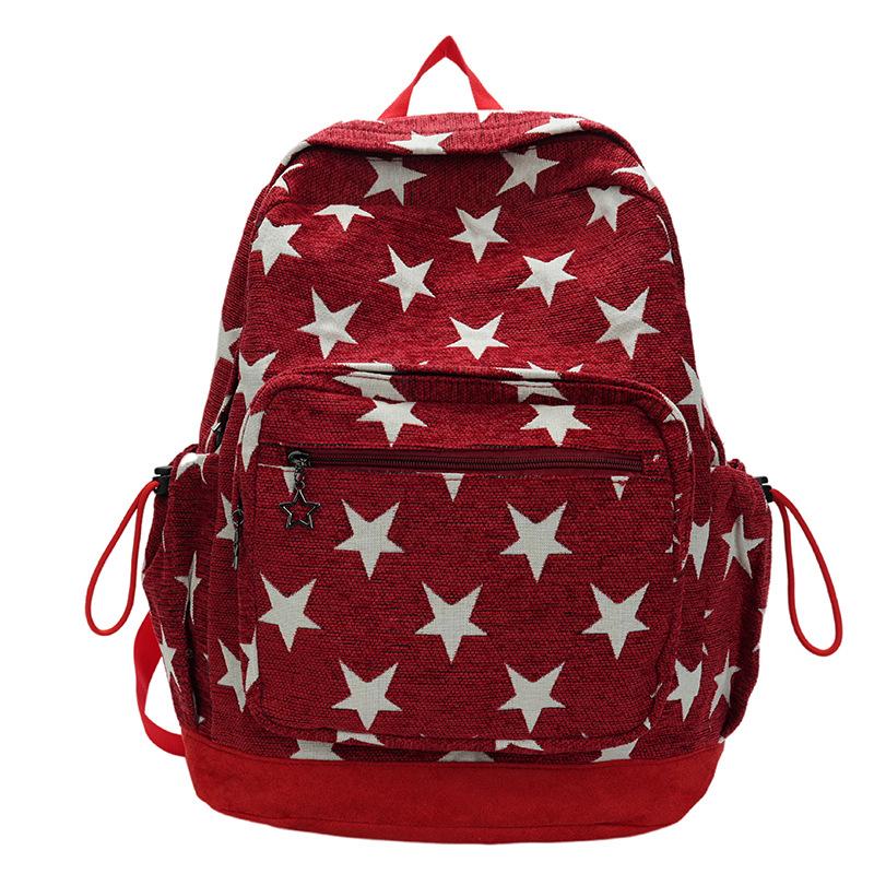 Schoolbag Japanese Retro Star Striped Denim Backpack Large Capacity Travel Bag Student Schoolbag Computer Bag Backpack