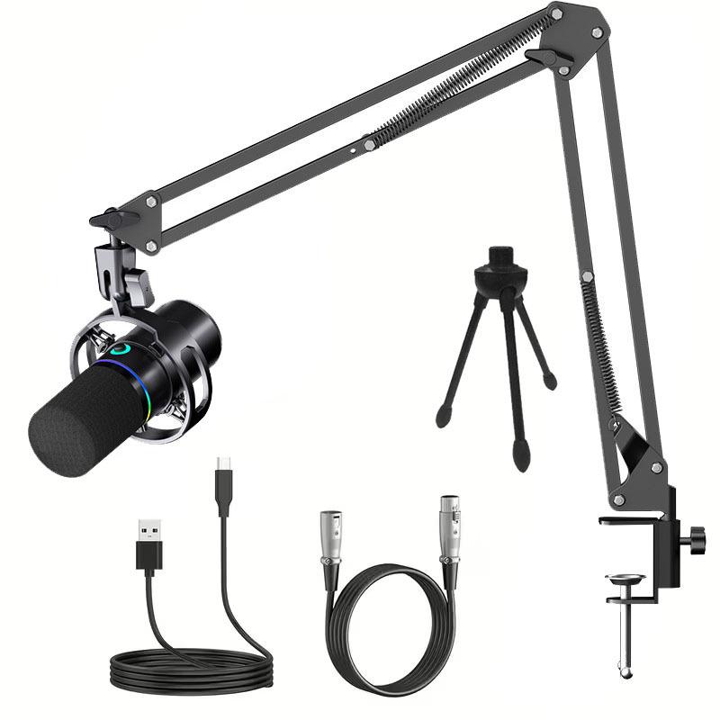 WM8 Dynamic USB XLR RGB Microphone for Desktop eSports and Live Streaming with Sound Card