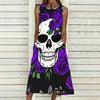 Women Plus Size Sleeveless Round Neck Dress Luxe Large Blossom Printed Flowy Calf Length Gown