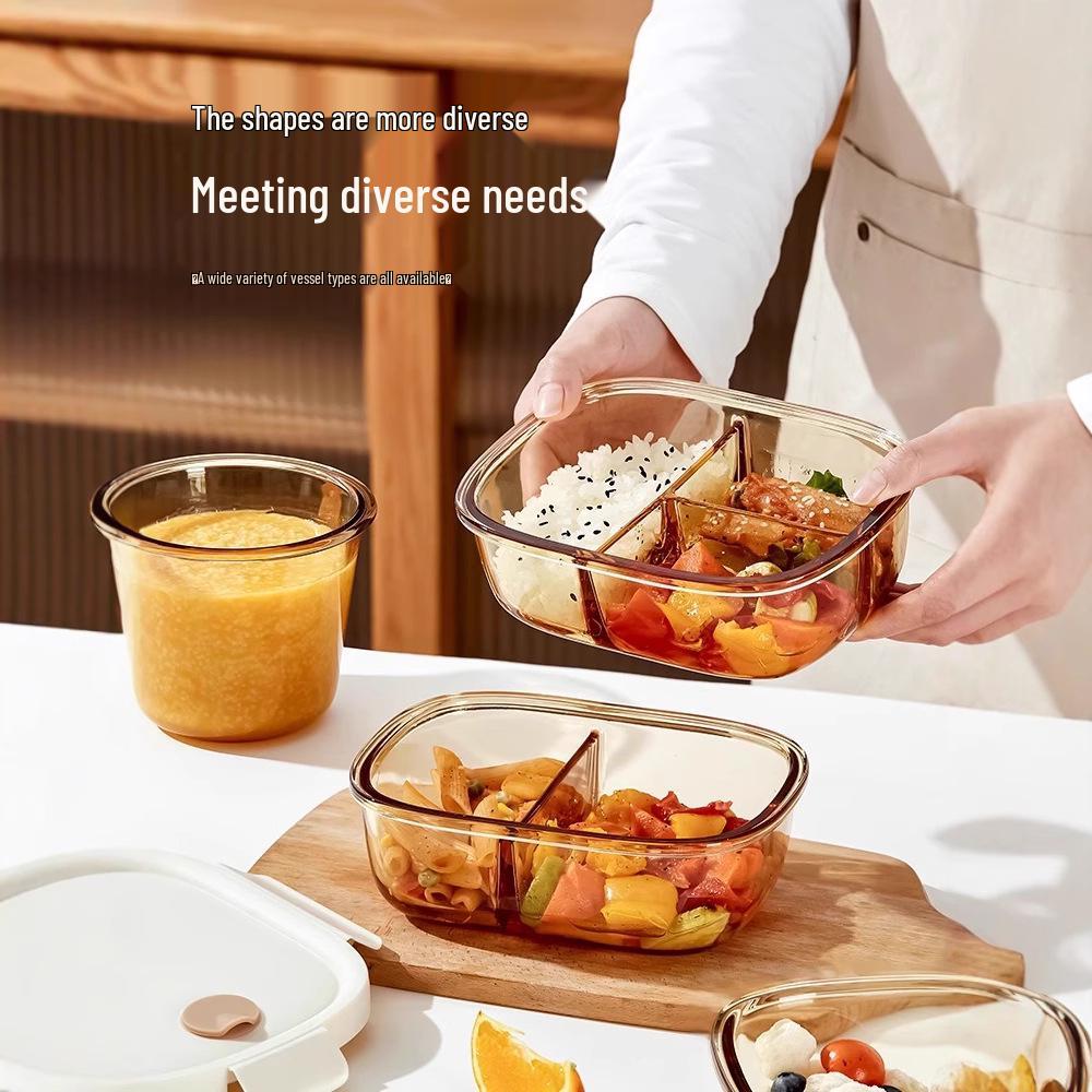Xilekou Microwave-Safe Glass Lunch and Bento Box for Office & Takeaway