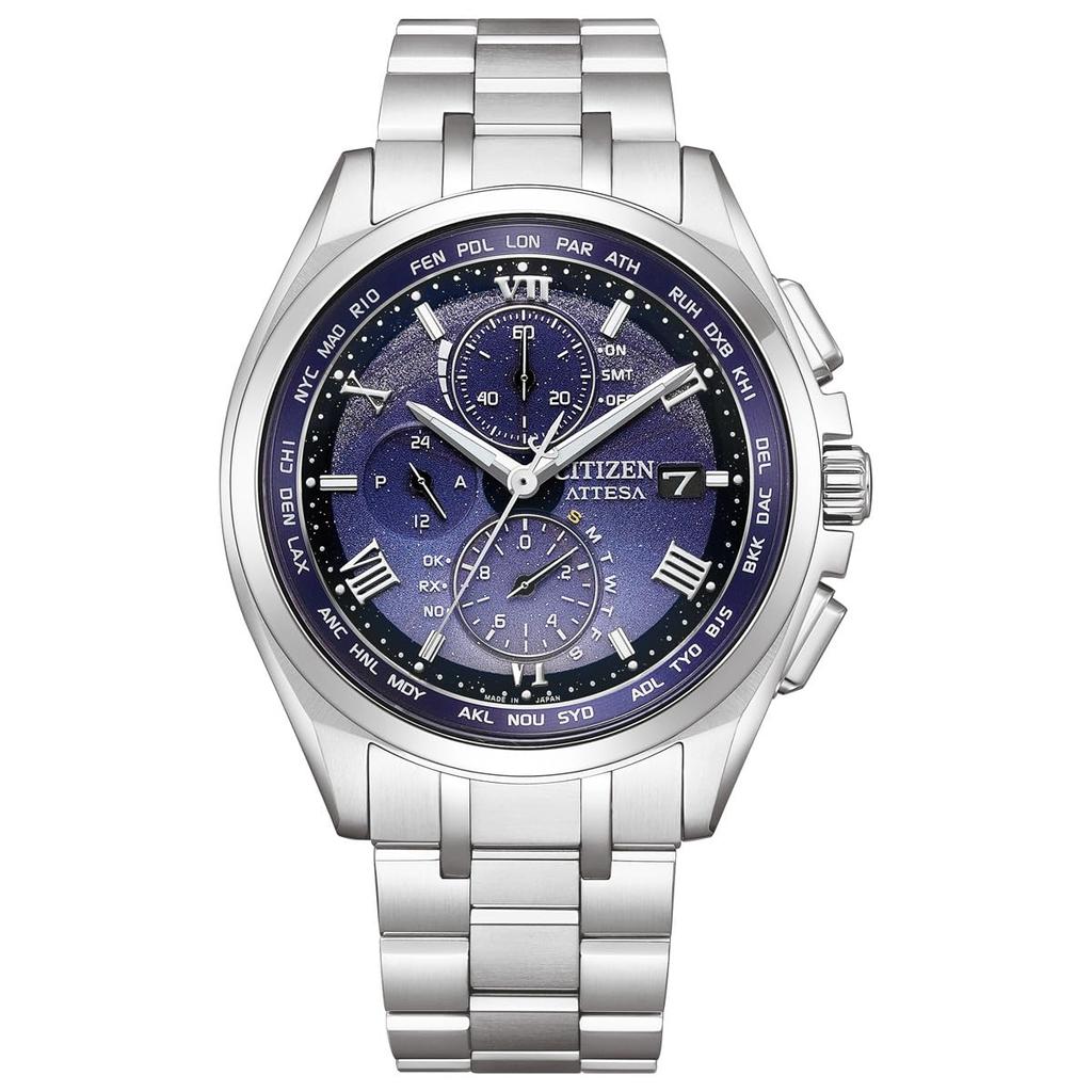 Citizen Attesa DEAR Limited Edition Pair Silver Watch, Light-Powered Eco-Drive, Radio-Controlled, Waterproof, Collection, Model, Blue, AT8240-66L,