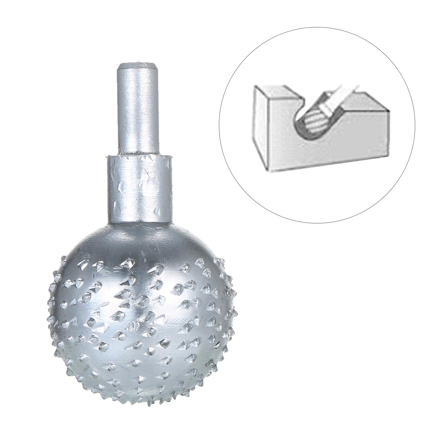 

Sphere Rotary Burr 1 4 inch Shank Carbide File Tungsten Steel Wood Carving Grinding Head Milling Cutter 3cm Head серебряный
